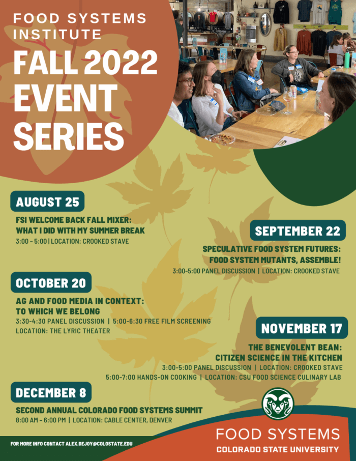 CSU Food Systems Institute Fall 2022 Event Series Colorado State